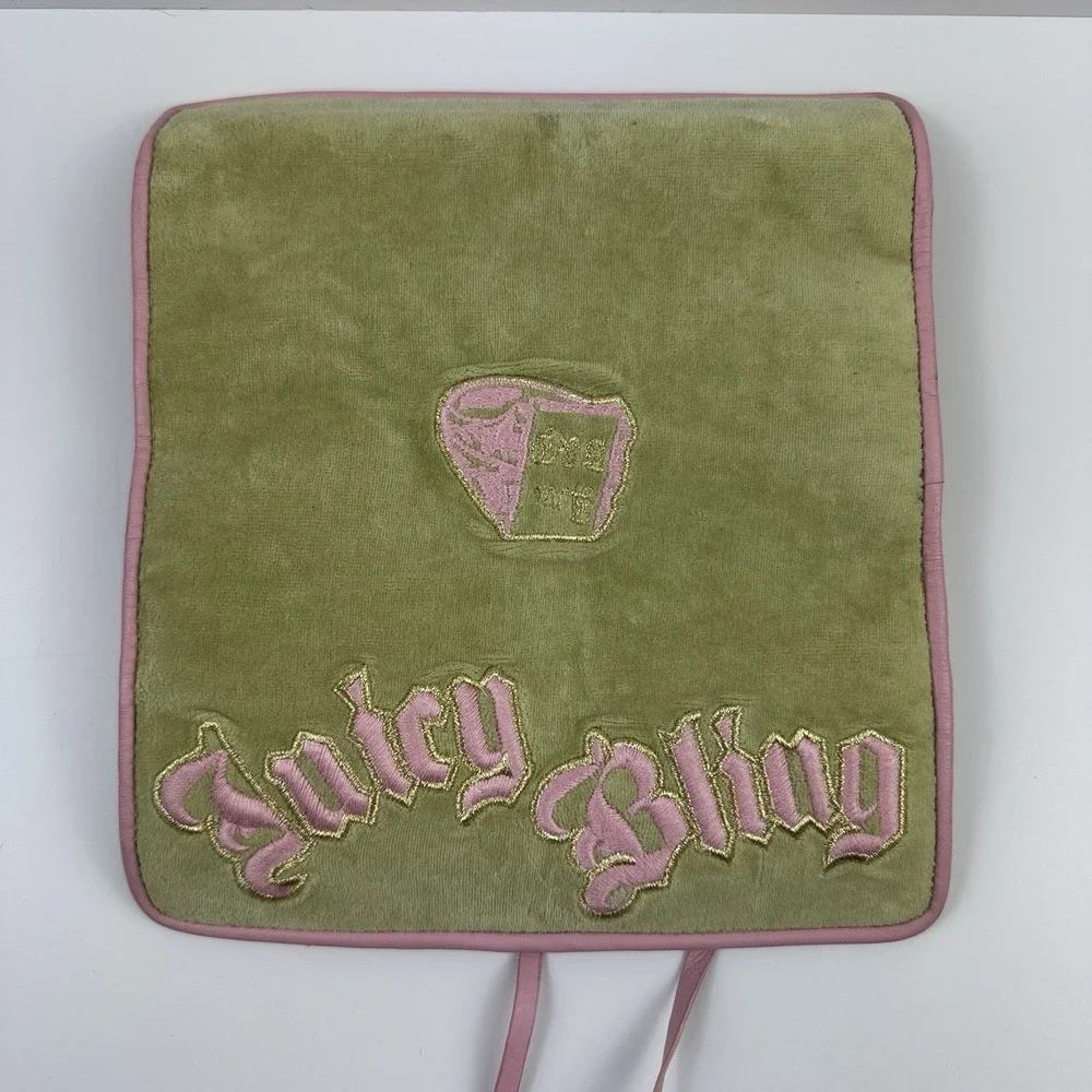 Y2K Vtg Juicy Couture 2pc Velour Cosmetic Organizer Jewelry Roll Bag JUICY BLING
